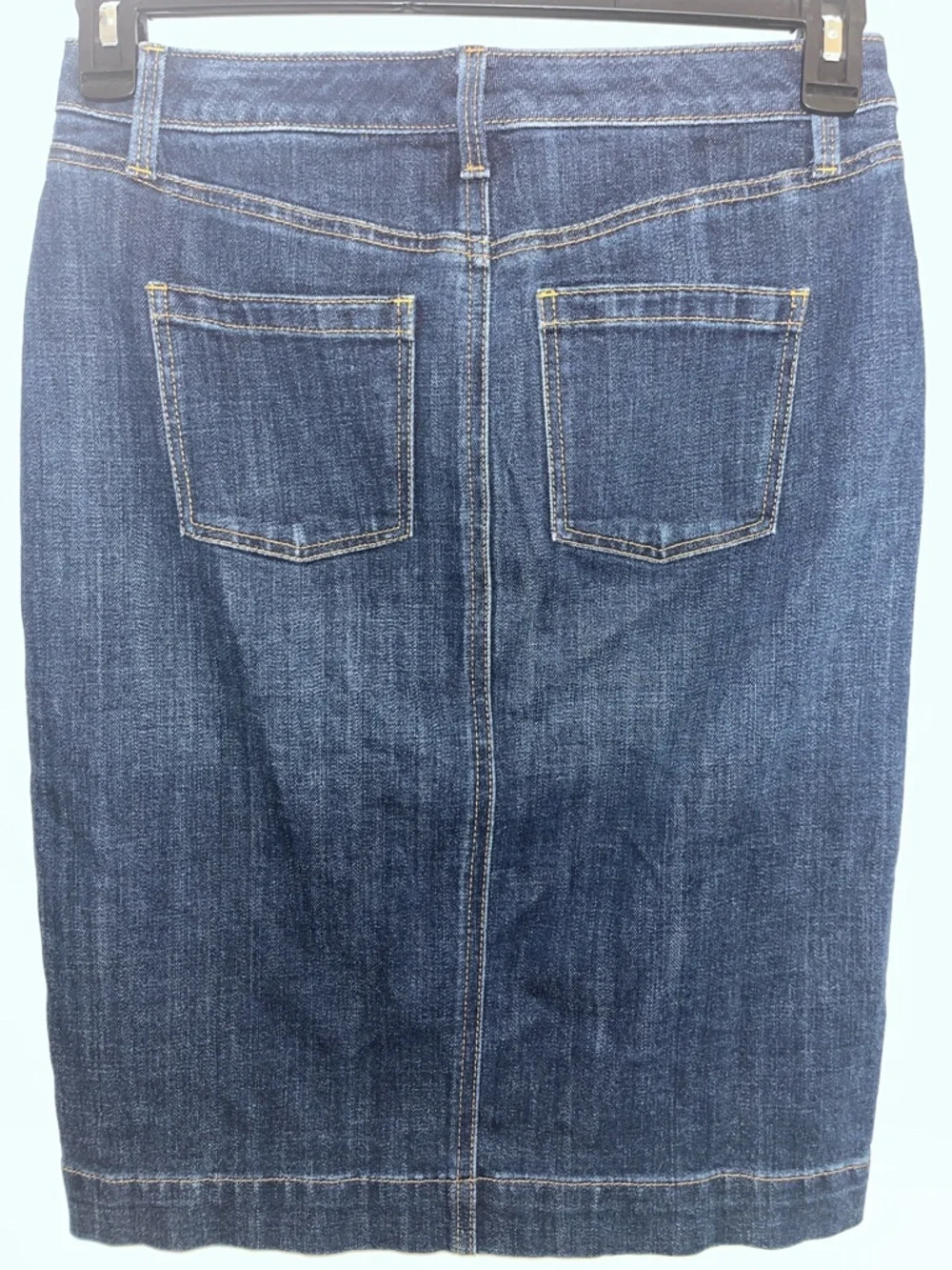 Talbots Petite Sz 2 Dark Blue Denim Midi Skirt, 14.5” Waist, #preppy #petite